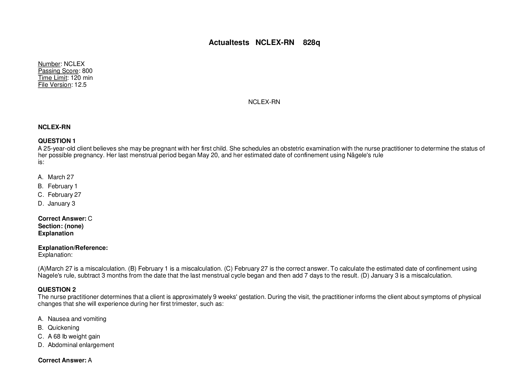 Preview image of Actualtests NCLEX-RN - P1 Test Bank document